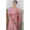 Rose Pink Banarasi Silk Jacquard Work Traditional Wear Plu Size Saree - 9395187047