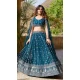 Teal Blue Net Embroidery Work Party Wear Lehenga Choli - 9397187053