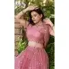 Pink Net Embroidery Work Party Wear Plus Size Lehenga Choli - 9397187054