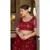 Maroon Net Embroidery Work Party Wear Plus Size Lehenga Choli - 9397187056