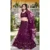 Plum Purple Net Embroidery Work Party Wear Plus Size Lehenga Choli - 9397187057