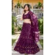 Plum Purple Net Embroidery Work Party Wear Lehenga Choli - 9397187057