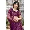 Plum Purple Net Embroidery Work Party Wear Plus Size Lehenga Choli - 9397187057