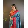 Blue Soft Silk Zari Weaving Work Traditional Wear Plus Size Saree - 144979121