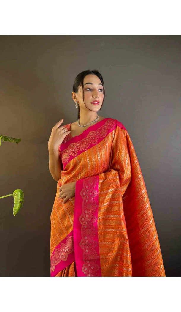 Orange Soft Silk Zari Weaving Work Traditional Wear Saree - 144979123 Orange Soft Silk Zari Weaving Work Traditional Wear Saree - 144979123