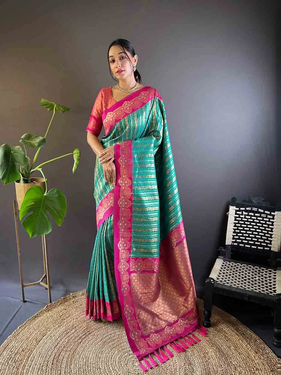 Soft Silk Green Zari Weaving Work Traditional Wear Saree - 144979124 Soft Silk Green Zari Weaving Work Traditional Wear Saree - 144979124