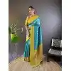 Firozi Soft Silk Zari Weaving Work Traditional Wear Plus Size Saree - 144979125