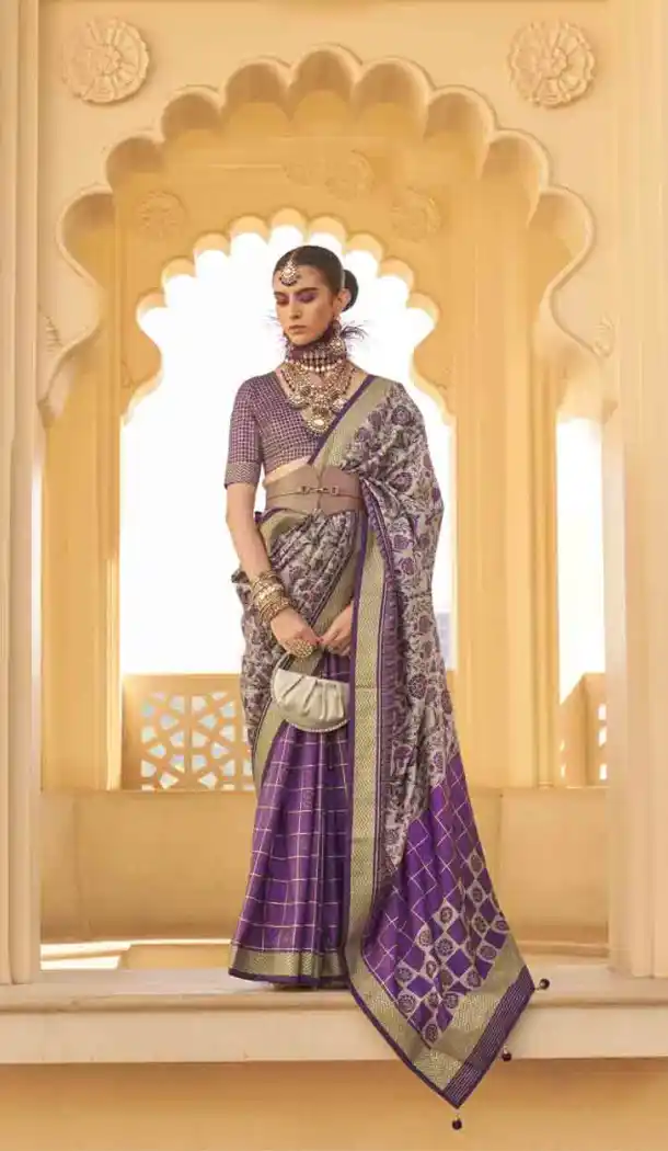 Silk Weaving Work Designer Party Wear Saree In Purple - 145489417