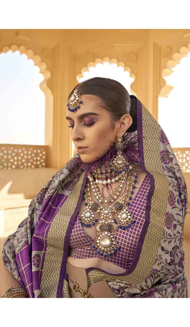Silk Weaving Work Designer Party Wear Saree In Purple - 145489417