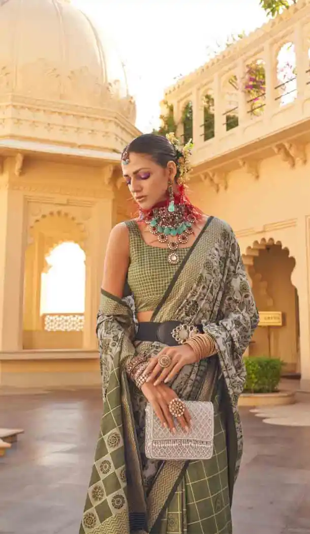 Silk Weaving Work Designer Party Wear Saree In Pista Green - 145489418