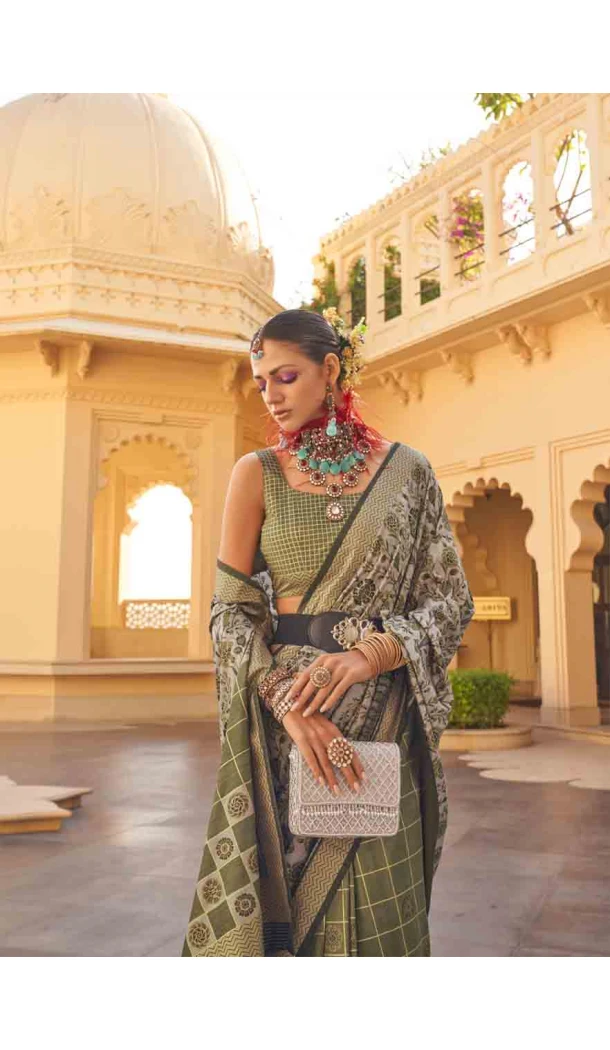 Silk Weaving Work Designer Party Wear Saree In Pista Green - 145489418