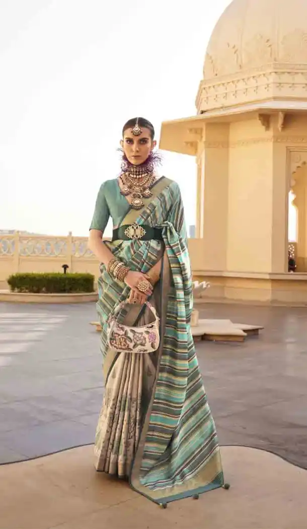 Silk Weaving Work Designer Party Wear Saree In Sea Green - 145489419
