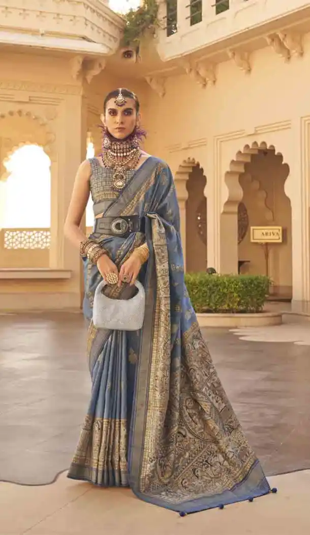 Silk Weaving Work Designer Party Wear Saree In Blue - 145489422