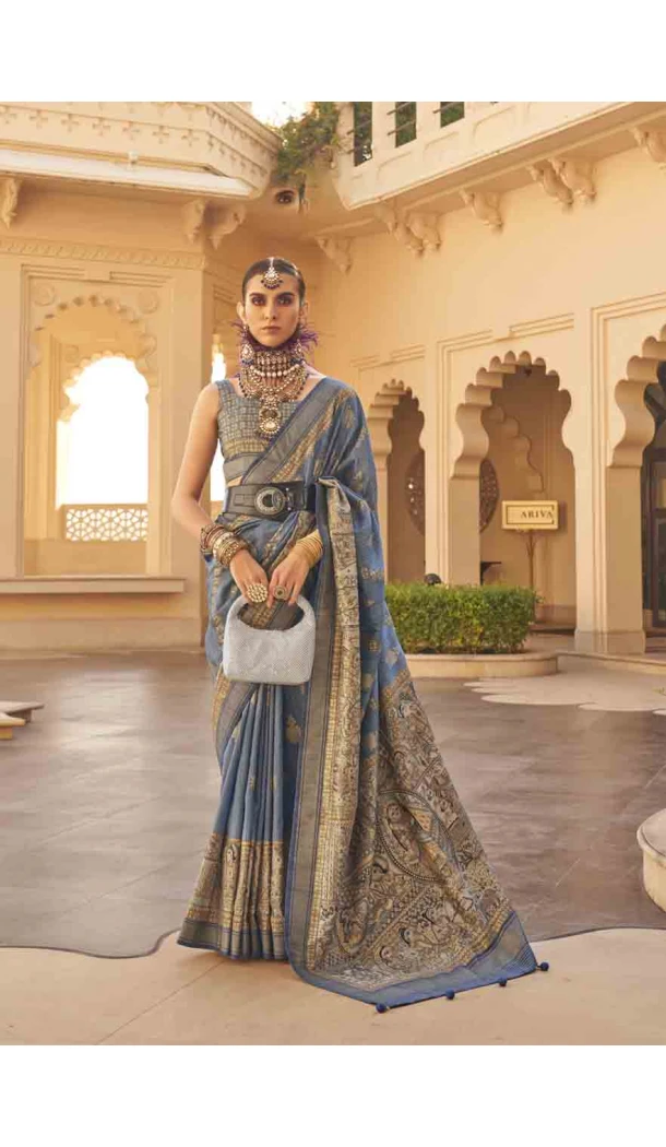 Silk Weaving Work Designer Party Wear Saree In Blue - 145489422