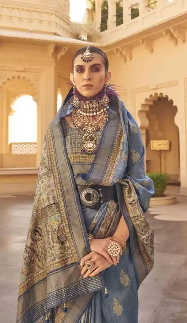 Silk Weaving Work Designer Party Wear Saree In Blue - 145489422