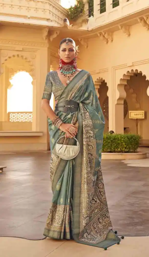 Silk Weaving Work Designer Party Wear Saree In Green - 145489423