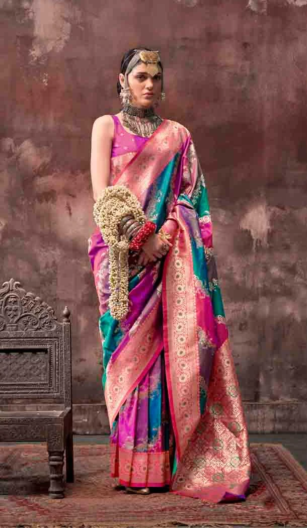 Green Rangkat Silk Weaving Work Traditional Party Wear Saree - 145499428