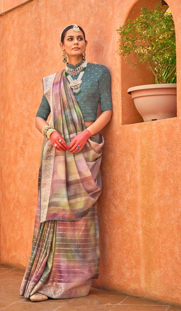 Silk Printed Party Wear Designer Saree In Multi Color - 146009714