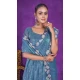 Simar Silk Embroidery Work Party Wear Designer Saree In Teal Blue - 9405187095