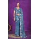 Simar Silk Embroidery Work Party Wear Designer Saree In Teal Blue - 9405187095