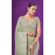 Simar Silk Embroidery Work Party Wear Designer Saree In Pista Green - 9405187096