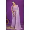 Simar Silk Embroidery Work Party Wear Designer Plus Size Saree In Lavender - 9405187097