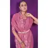 Simar Silk Embroidery Work Party Wear Designer Plus Size Saree In Pink - 9405187099