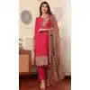 Chinon Silk Embroidered Party Wear Plus Size Salwar Suit In Pink - 9414187144