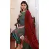 Georgette Embroidered Party Wear Plus Size Salwar Suit In Rama Green - 9414187146