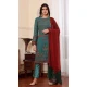 Georgette Embroidered Party Wear Salwar Suit In Rama Green - 9414187146