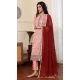 Georgette Embroidered Party Wear Salwar Suit In Pink Color - 9414187149