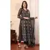 Georgette Embroidered Party Wear Plus Size Salwar Suit In Brown - 9414187150