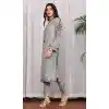Georgette Embroidered Party Wear Plus Size Salwar Suit In Grey - 9414187151