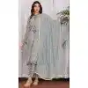 Georgette Embroidered Party Wear Plus Size Salwar Suit In Grey - 9414187151