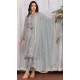 Georgette Embroidered Party Wear Salwar Suit In Grey - 9414187151