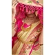 Cream Tissue Silk Gold Zari Work Traditional Designer Wear Saree - 9425187201