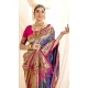 Blue Tissue Silk Gold Zari Work Traditional Designer Wear Saree - 9425187204