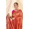 Peach Tissue Silk Gold Zari Work Traditional Designer Wear Plus Size Saree - 9425187205