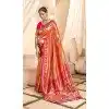 Peach Tissue Silk Gold Zari Work Traditional Designer Wear Plus Size Saree - 9425187205