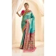 Sky Blue Tissue Silk Gold Zari Work Traditional Designer Wear Saree - 9425187206