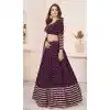 Wine Georgette Embroidery Work Party Wear Plus Size Lehenga Choli - 9426187211