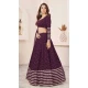 Wine Georgette Embroidery Work Party Wear Lehenga Choli - 9426187211
