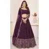 Wine Georgette Embroidery Work Party Wear Plus Size Lehenga Choli - 9426187211