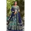 Sea Green Tussar Silk Foil Print Work Traditional Wear Plus Size Lehenga Choli - 9445187299