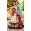 Green And White Tussar Silk Foil Print Work Plus Size Navratri Chaniya Choli -9457187354