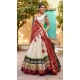 Green And White Tussar Silk Foil Print Work Navratri Chaniya Choli -9457187354