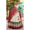 Green And White Tussar Silk Foil Print Work Plus Size Navratri Chaniya Choli -9457187354