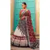 Maroon And White Tussar Silk Foil Print Work Plus Size Navratri Chaniya Choli -9457187355