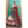 Maroon And White Tussar Silk Foil Print Work Plus Size Navratri Chaniya Choli -9457187355