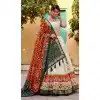 Orange And White Tussar Silk Foil Print Work Plus Size Navratri Chaniya Choli -9457187356